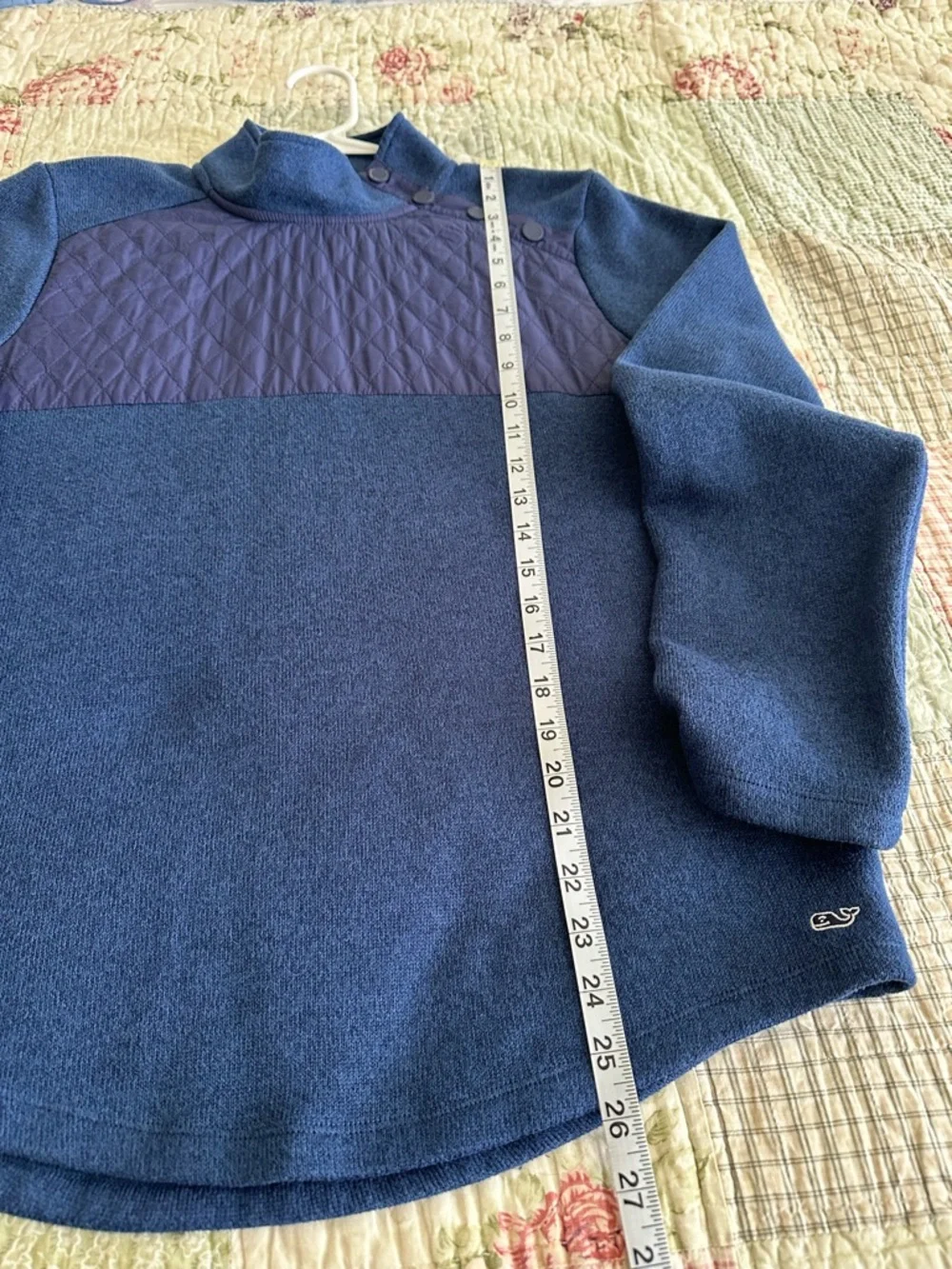 Vineyard Vines Women's Quilted Yoke Turtleneck Sweater - Blue Size L